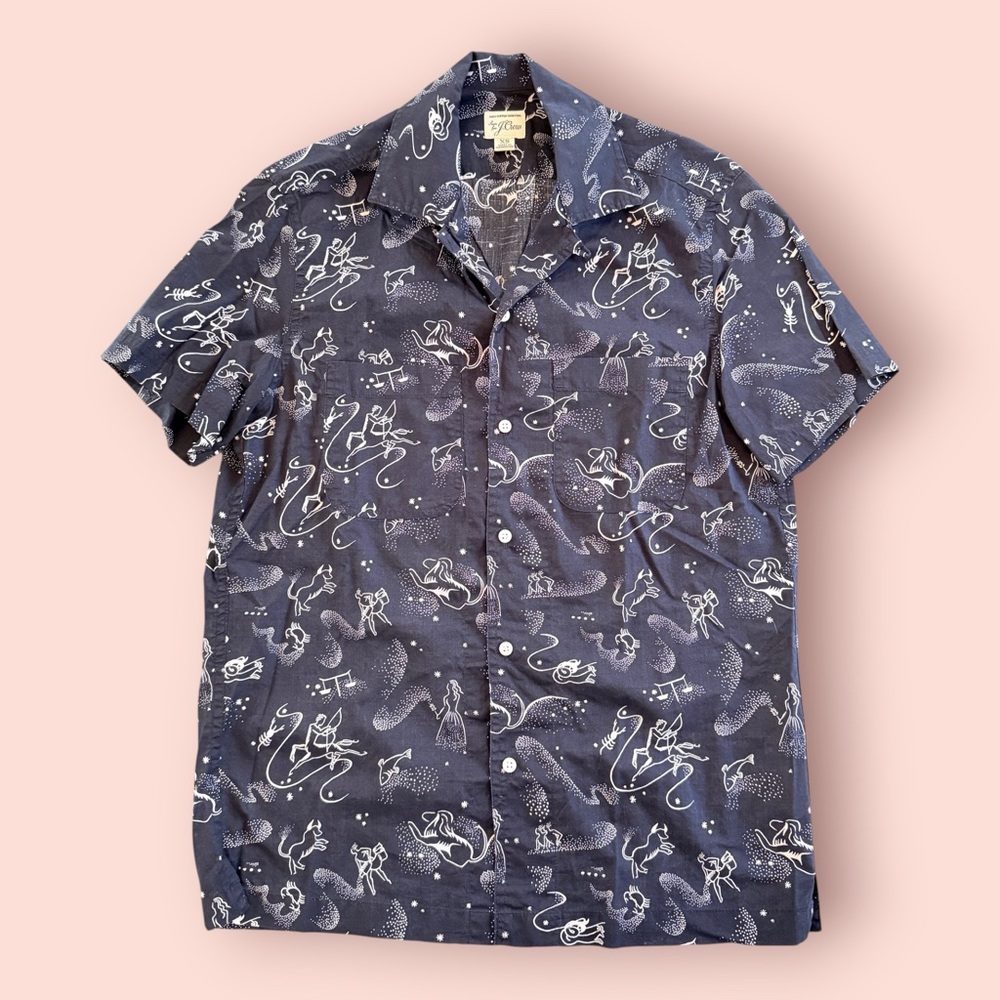 J. Crew Black and White Zodiac Patterned Button Down Shirt